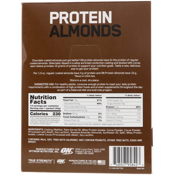 Optimum Nutrition Protein Almonds 54G – תמונה 2