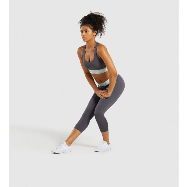 Gym Shark Fit Cropped Leggings Grey/Light Green – תמונה 6