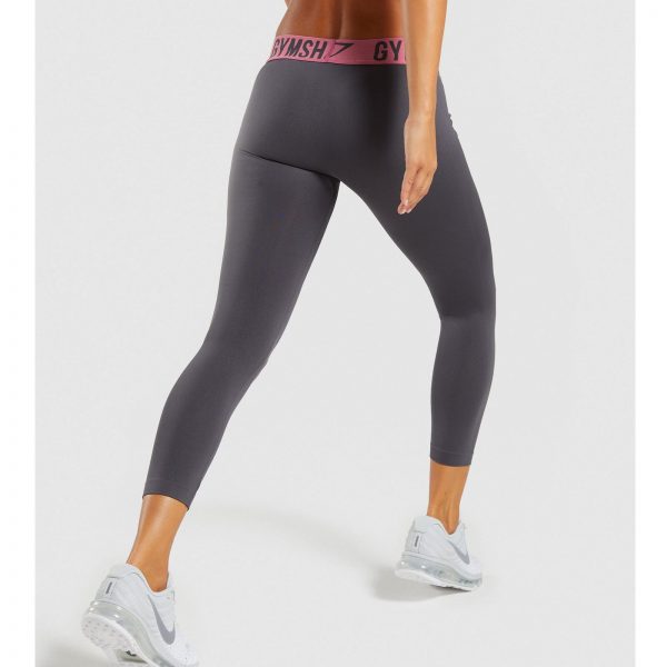 Gym Shark Fit Cropped Leggings Charcoal/Dusky Pink – תמונה 5