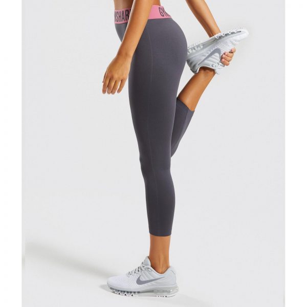 Gym Shark Fit Cropped Leggings Charcoal/Dusky Pink – תמונה 6