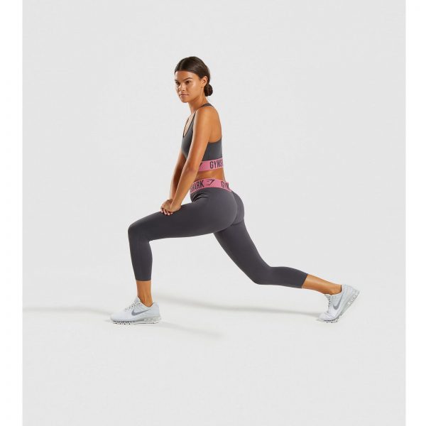 Gym Shark Fit Cropped Leggings Charcoal/Dusky Pink – תמונה 7