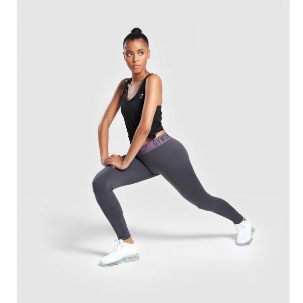⁦Gym Shark Fit Leggings Charcoal/Purple Wash⁩ – תמונה ⁦6⁩