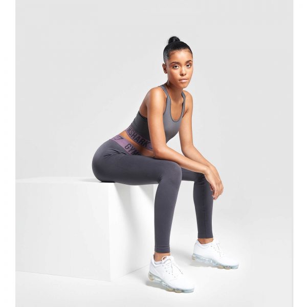⁦Gym Shark Fit Leggings Charcoal/Purple Wash⁩ – תמונה ⁦7⁩