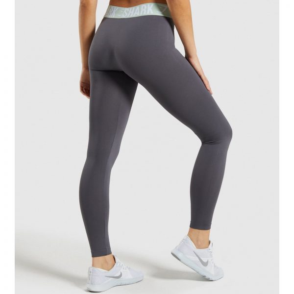 Gym Shark Fit Leggings Grey/Light Green – תמונה 4