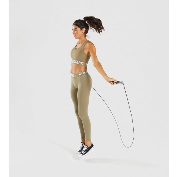 Gym Shark Fit Leggings Washed Khaki/White – תמונה 6