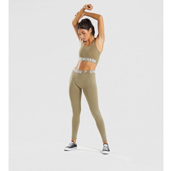 Gym Shark Fit Leggings Washed Khaki/White – תמונה 7
