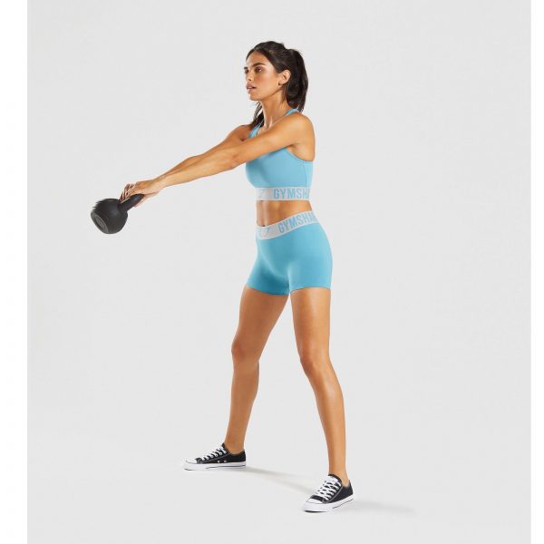 ⁦Gym Shark Fit Shorts Dusky Teal/Light Grey⁩ – תמונה ⁦4⁩