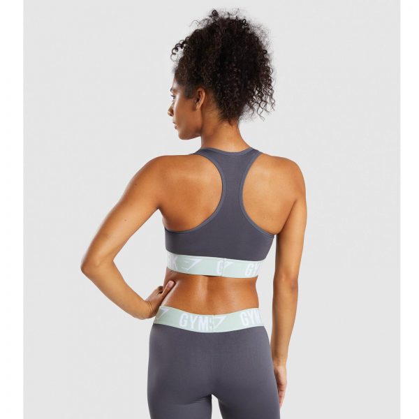 ⁦Gym Shark Fit Sports Bra Grey/Light Green⁩ – תמונה ⁦4⁩