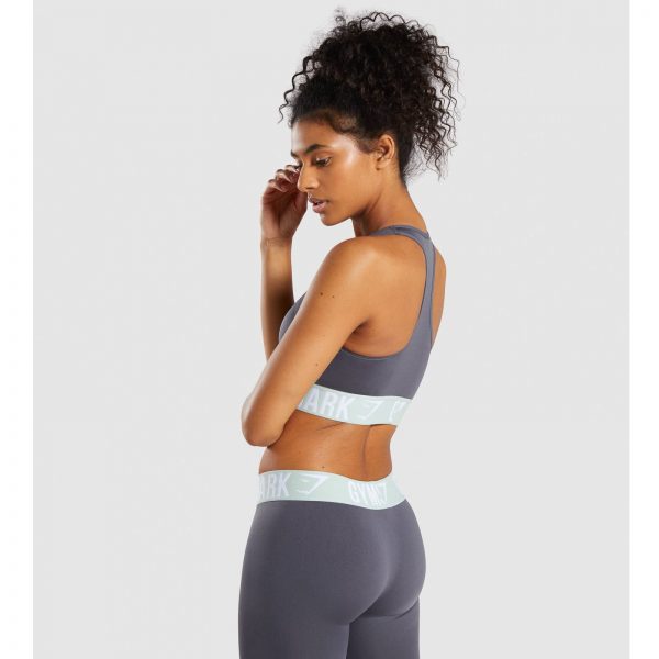 ⁦Gym Shark Fit Sports Bra Grey/Light Green⁩ – תמונה ⁦5⁩