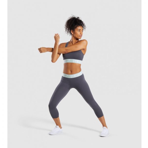 ⁦Gym Shark Fit Sports Bra Grey/Light Green⁩ – תמונה ⁦6⁩