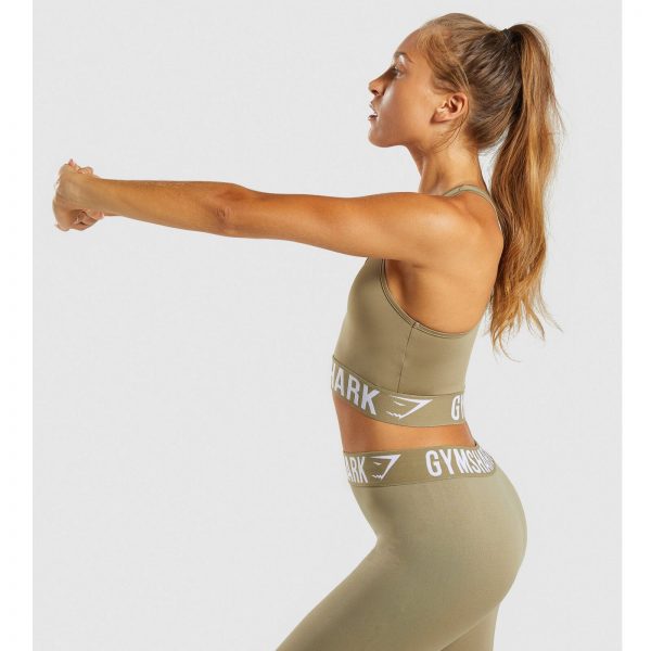 Gym Shark Fit Sports Bra Washed Khaki/White – תמונה 4