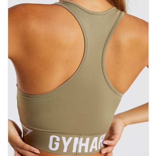 Gym Shark Fit Sports Bra Washed Khaki/White – תמונה 7