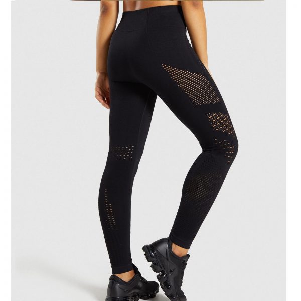 ⁦Gym Shark Flawless Knit Tights Black⁩ – תמונה ⁦4⁩
