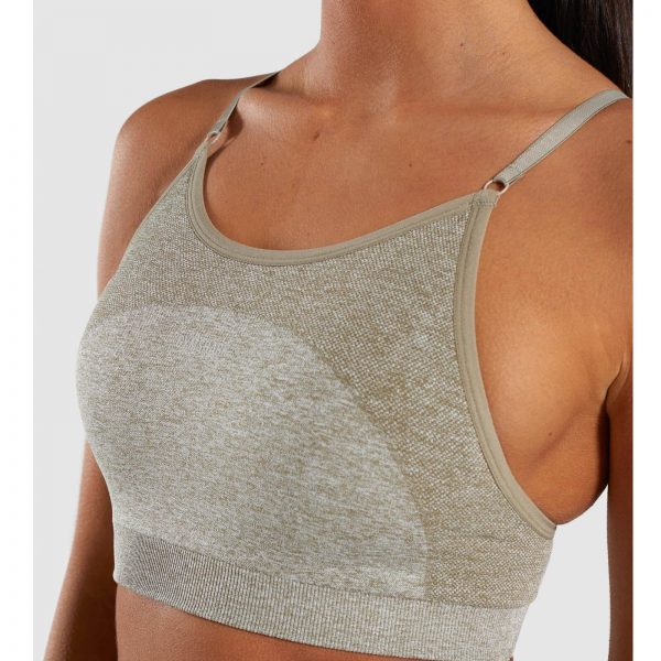 Gym Shark Flex Strappy Sports Bra Washed Khaki Marl/Blush Nude – תמונה 5