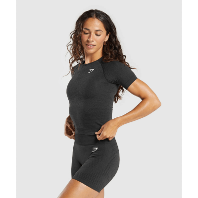 ⁦Gym Shark Vital Seamless 2.0 T-shirt Black⁩ – תמונה ⁦3⁩