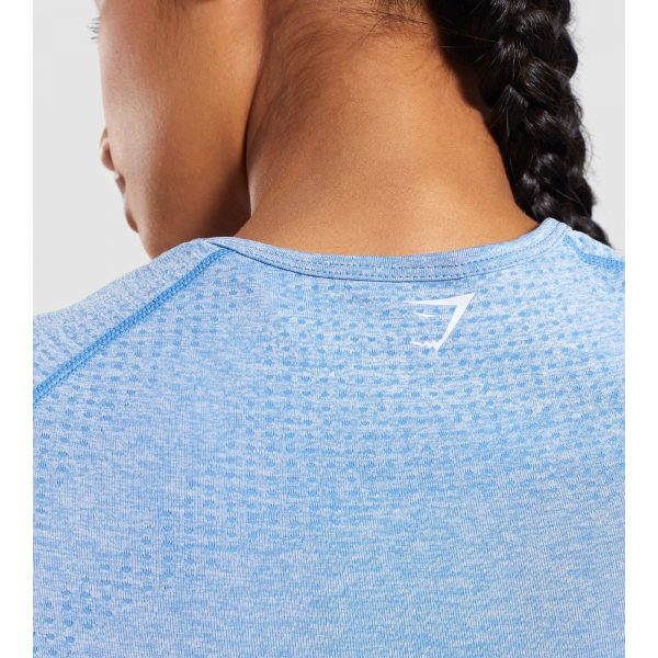 Gym Shark Vital Seamless Long Sleeve Crop Top Blue – תמונה 6