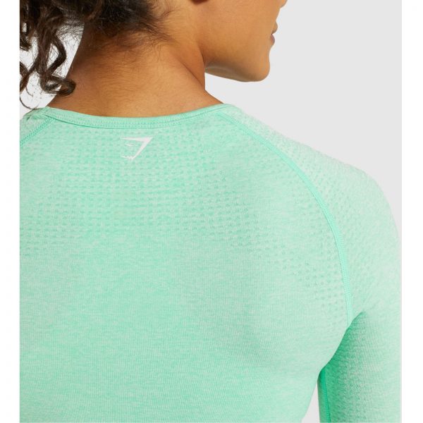 Gym Shark Vital Seamless Long Sleeve Crop Top Green – תמונה 6