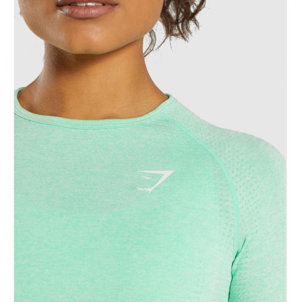 Gym Shark Vital Seamless Long Sleeve Crop Top Green – תמונה 7