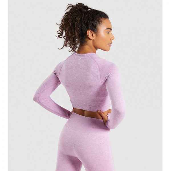 Gym Shark Vital Seamless Long Sleeve Crop Top Pink – תמונה 3