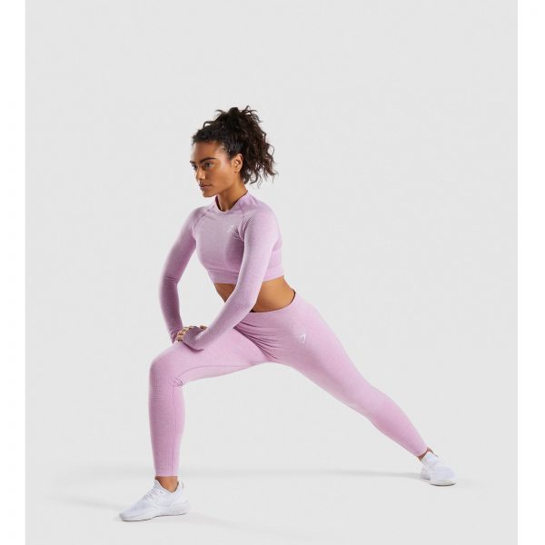 Gym Shark Vital Seamless Long Sleeve Crop Top Pink – תמונה 5