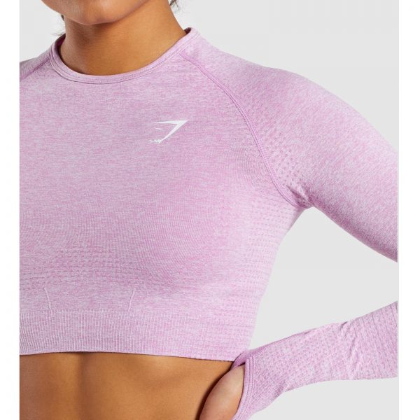 Gym Shark Vital Seamless Long Sleeve Crop Top Pink – תמונה 2