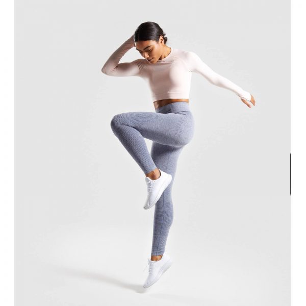 Gym Shark Vital Seamless Long Sleeve Crop Top Blush Nude Marl – תמונה 5