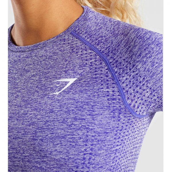 Gym Shark Vital Seamless Long Sleeve Crop Top Indigo Marl – תמונה 2