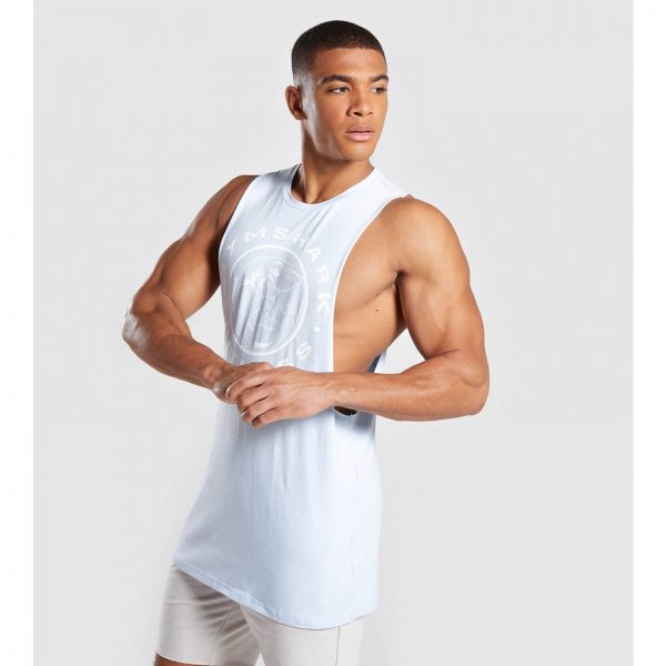 Gym Shark Legacy Drop Armhole Tank Light Blue – תמונה 3