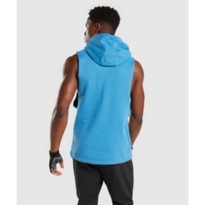 Gym Shark Legacy Drop Armhole Hoodie Blue – תמונה 2