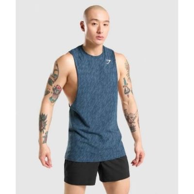⁦Gym Shark Critical Drop Armhole Tank Teal Print⁩ – תמונה ⁦1⁩