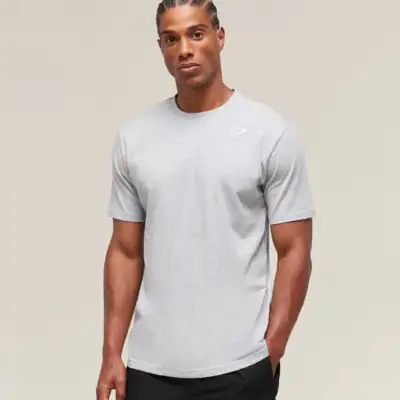 Gymshark Crest T-shirt Light Grey Marl