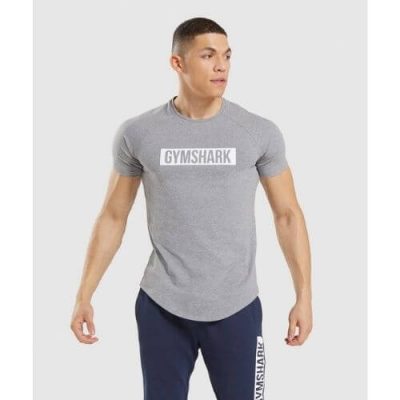 Gym Shark Block T-Shirt Grey Marl – תמונה 1