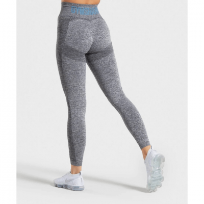 Gym Shark Flex High Waisted Leggings Charcoal Marl/Teal – תמונה 1