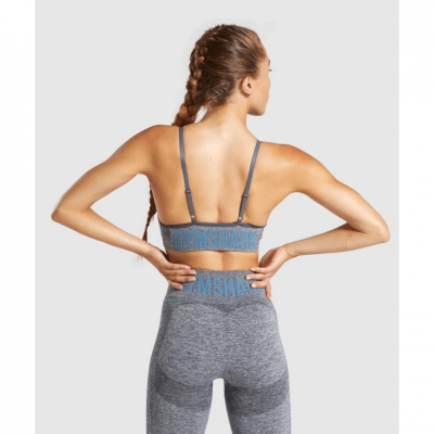 Gym Shark Flex Strappy Sports Bra Charcoal Marl/Teal – תמונה 1