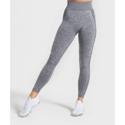 Gym Shark Flex High Waisted Leggings Charcoal Marl/Teal – תמונה 2
