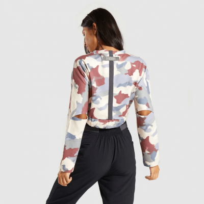 Gym Shark Box Utility Cropped Sweater Camo – תמונה 2