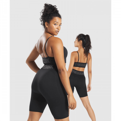 ⁦Gym Shark Flex Strappy Sports Bra Black/Charcoal⁩ – תמונה ⁦3⁩