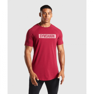 Gym Shark Block T-Shirt Claret – תמונה 1