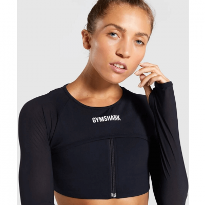 ⁦Gym Shark Form Supercrop Shrug Black⁩ – תמונה ⁦3⁩