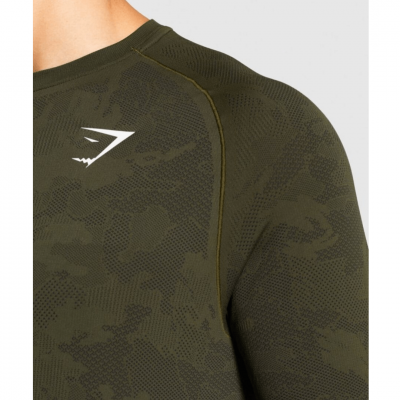 Gym Shark GEO Lightweight Seamless Long Sleeve T-shirt Dark Green – תמונה 3