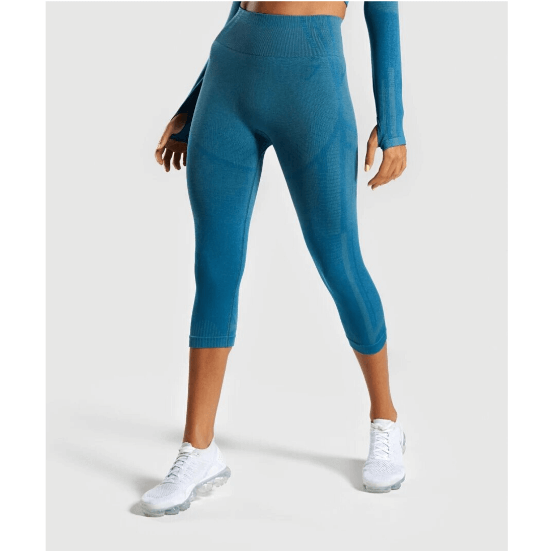 Gym Shark GEO Seamless Cropped Leggings Teal