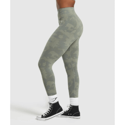Gym Shark Adapt Camo Seamless Leggings Unit Green/Chalk Green – תמונה 3