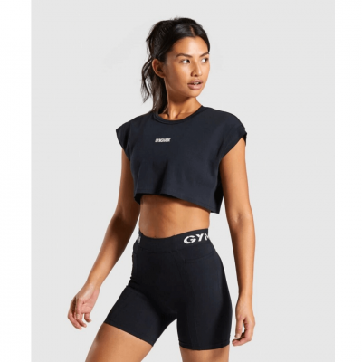 Gym Shark Legacy Fitness Raw Crop Top Black – תמונה 1