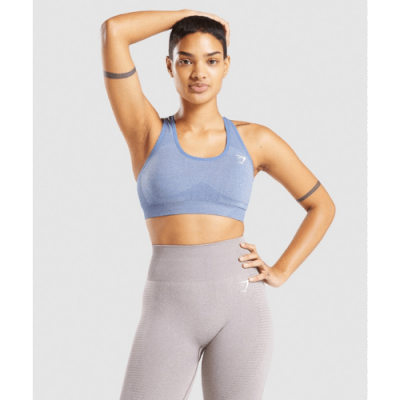 Gym Shark Vital Seamless 2.0 Sports Bra Blue Marl – תמונה 1