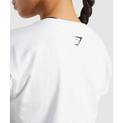 Gym Shark Fraction Crop Top White – תמונה 3