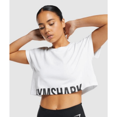 Gym Shark Fraction Crop Top White – תמונה 4