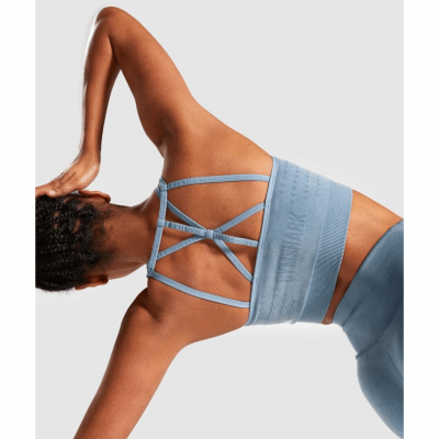 Gym Shark Studio Seamless Sports Bra Teal – תמונה 4