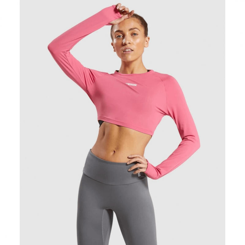 CRZ YOGA Long Sleeve Crop Tops for Women Workout Cropped Top Small, Dew  Pink