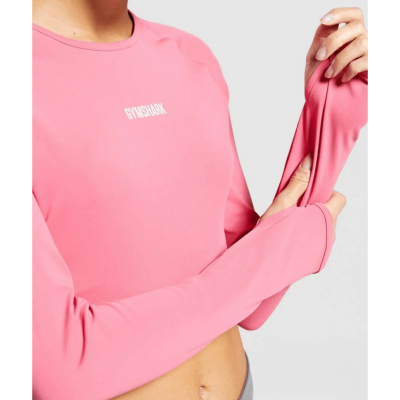 Gym Shark Training Long Sleeve Crop Top Pink – תמונה 3