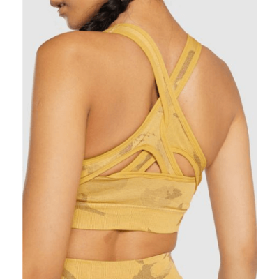 Gym Shark Adapt Camo Seamless Sports Bra Yellow – תמונה 3